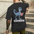 ベロシアダー ベロキラプトル 恐竜 読書 本好き メンズTシャツ バックプリント 彼への贈り物