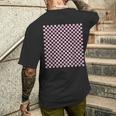 ペールピンク、市松模様、市松 メンズTシャツ バックプリント 彼への贈り物
