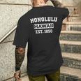 ホノルル ハワイ大学 大学 スタイル スポーツ ネイビー バケーション メンズTシャツ バックプリント 彼への贈り物