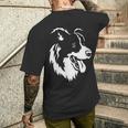 ボーダーコリー 犬 いぬ ボーダーコリー グッズ メンズTシャツ バックプリント 彼への贈り物