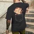 ポケットに入った猿 胸ポケットにかわいい猿 かわいい猿 メンズTシャツ バックプリント 彼への贈り物