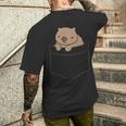 ポケットの赤ちゃんウォンバット かわいいオーストラリアのウォンバット メンズTシャツ バックプリント 彼への贈り物