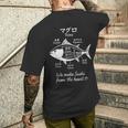 マグロ寿司切り図デザイン 日本料理グラフィック メンズTシャツ バックプリント 彼への贈り物