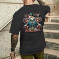マフィア ボス 猫 葉巻 ギャング ブルドッグ メンズTシャツ バックプリント 彼への贈り物