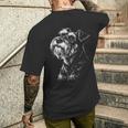 ミニチュアシュナウザー ポートレート 黒と白の犬好き メンズTシャツ バックプリント 彼への贈り物