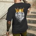 ライオンファンのための王冠を持つライオン メンズTシャツ バックプリント 彼への贈り物