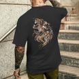 ライオンフェイス クールな動物園 動物 怖いライオンヘッド メンズTシャツ バックプリント 彼への贈り物
