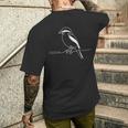 ラインアート 鳥・鳥類学者 ノーザンモズ メンズTシャツ バックプリント 彼への贈り物