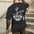 ラーメン 日本麺好き 食文化デザイン メンズTシャツ バックプリント 彼への贈り物