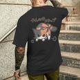 リニューアル やんのかステップねこ 三毛猫ver おもしろ ゆるかわ かわいい ギフト 猫好き メンズTシャツ バックプリント 彼への贈り物