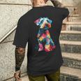 レイクランドテリア 犬 グラフィック ペットアート レイクランドテリア メンズTシャツ バックプリント 彼への贈り物