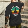 レトロ ヴィンテージorry I'm Late Iaw A Cat かわいい 猫好き メンズTシャツ バックプリント 彼への贈り物