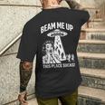 レトロufo宇宙船 メンズTシャツ バックプリント 彼への贈り物