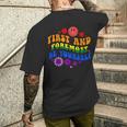 レトロな虹色デザイン 力強いlgbtqプライドメッセージ付き メンズTシャツ バックプリント 彼への贈り物