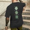 レトロロカビリーグリーンアーガイル メンズTシャツ バックプリント 彼への贈り物