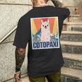 レトロ国立公園 エクアドル コトパクシ ラマ キャンプ メンズTシャツ バックプリント 彼への贈り物
