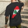 レバノン国旗 地図 ベイルート 杉の木 レバノン ヘリテージデザイン メンズTシャツ バックプリント 彼への贈り物