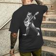 ロックンロールとギターのロッキングウルフ ヴィンテージ Rock Music メンズTシャツ バックプリント 彼への贈り物