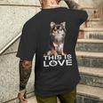ロングヘア チワワ犬 This Is Love Brown チワワ 恋人 長袖tシャツ メンズTシャツ バックプリント 彼への贈り物