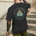 ヴァルクナット オーディンシンボル ケルトノット 北欧バイキング ルーン文字 メンズTシャツ バックプリント 彼への贈り物