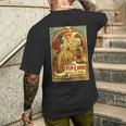 ヴィンテージ ジャマイカ ラム 広告ポスター ガール アルフォンス・ミュシャ メンズTシャツ バックプリント 彼への贈り物