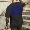 ヴィンテージナンバー 13 スポーツブルー代表チームナンバー 13 メンズTシャツ バックプリント 彼への贈り物