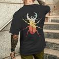 ヴィンテージレトロ カブトムシと昆虫昆虫学者ギフト カブトムシ メンズTシャツ バックプリント 彼への贈り物