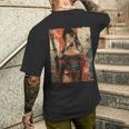侍戦士 ワイフガール 日本の浮世絵 漫画 サムライ メンズTシャツ バックプリント 彼への贈り物