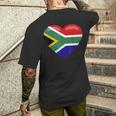 南アフリカ ハート 南アフリカお土産 南アフリカ国旗 メンズTシャツ バックプリント 彼への贈り物