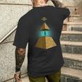 古代宇宙飛行士エジプトピラミッド宇宙人陰謀理論 メンズTシャツ バックプリント 彼への贈り物