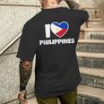 国旗とハートのアイ・ラブ・フィリピン メンズTシャツ バックプリント 彼への贈り物