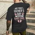 女の赤ちゃんとの初めての父の日おもしろい初めてのお父さん メンズTシャツ バックプリント 彼への贈り物