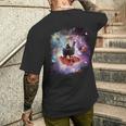 宇宙猫乗馬ユニコーン ラマ ベーコン&タコス メンズTシャツ バックプリント 彼への贈り物