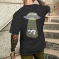 宇宙船 牛 宇宙人 誘拐 メンズTシャツ バックプリント 彼への贈り物