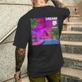 審美的なヴェイパーウェイヴドリーム。ピラミッドのある電気の楽園 メンズTシャツ バックプリント 彼への贈り物