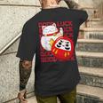 招き猫 招き猫だるま Kawaii Good Luck メンズTシャツ バックプリント 彼への贈り物