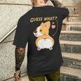推測？コーギーお尻面白いウェールズコーギー メンズTシャツ バックプリント 彼への贈り物