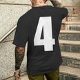 数字 四 数字 4 プレーン 白 数字 メンズTシャツ バックプリント 彼への贈り物