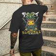 日本の侍 パイナップル戦士 浮世先生サムライ メンズTシャツ バックプリント 彼への贈り物