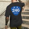 日本の道路標識デザイン国道246号線プリント メンズTシャツ バックプリント 彼への贈り物