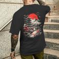 日本塔 富士山 桜 風景 ヴィンテージ メンズTシャツ バックプリント 彼への贈り物