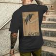 日本妖怪レイヴン 幽霊カラス オニ メンズTシャツ バックプリント 彼への贈り物