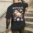 時すでにおすし 猫 お寿司 大好き イラスト かわいい メンズTシャツ バックプリント 彼への贈り物
