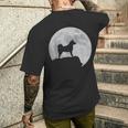 月と犬のシルエット-柴犬 メンズTシャツ バックプリント 彼への贈り物