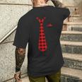 格子柄ネクタイ ホリデー クリスマス 胸ポケットハンカチ メンズTシャツ バックプリント 彼への贈り物