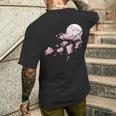 桜の木と月 日本の美しい桜 春 メンズTシャツ バックプリント 彼への贈り物