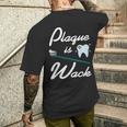 歯垢はダメ 歯の健康ジョークイラスト メンズTシャツ バックプリント 彼への贈り物
