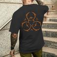 毒性ハザード ハート警告シンボル 産業サイバーゴス 長袖tシャツ メンズTシャツ バックプリント 彼への贈り物