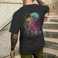 水彩画のクラゲアート。 メンズTシャツ バックプリント 彼への贈り物
