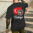激しいトルコのオオカミと国旗 メンズTシャツ バックプリント 彼への贈り物